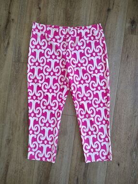 Jude Connally Lucia Cropped Pull On Pants Printed Jude Cloth Hot Pink White XL